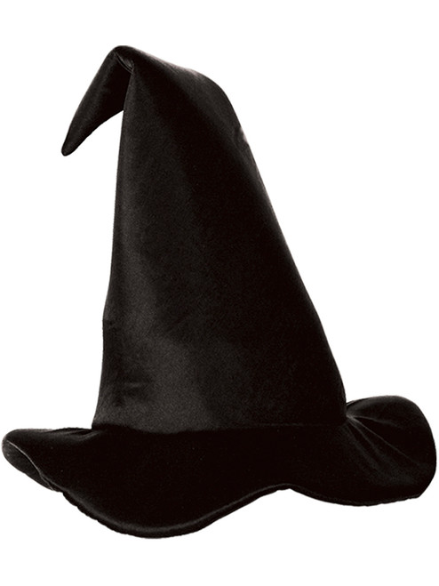 Adult Black Satin Soft Witch Hat Halloween Costume Accessory