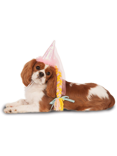 Fairy Tale Princess Cone Hat With Braid For Pet Dog Costume Accessory