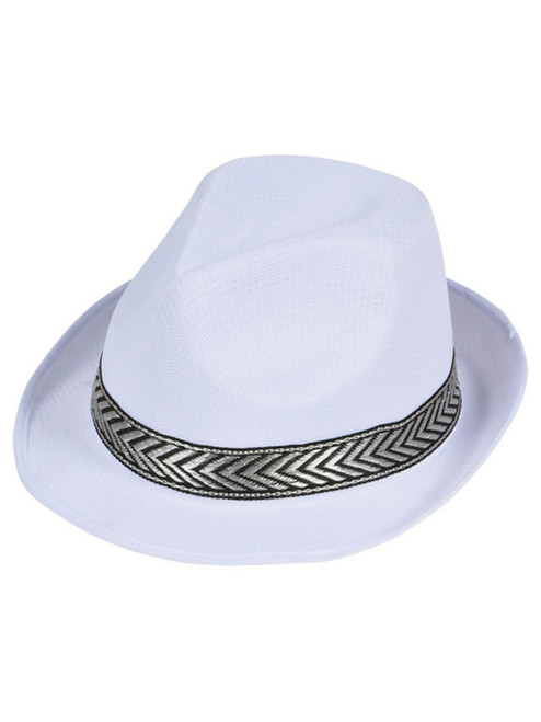 Modern White Mesh Fashion Fedora With Contrasting Hat Band