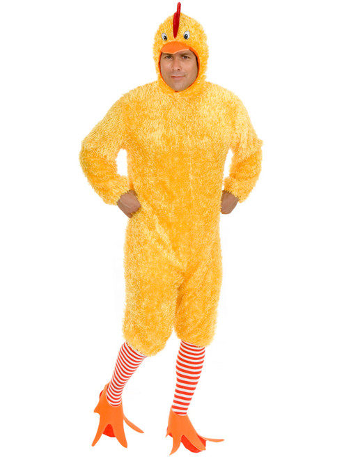 Adult Size Funky Yellow Fuzzy Chicken Suit Costume