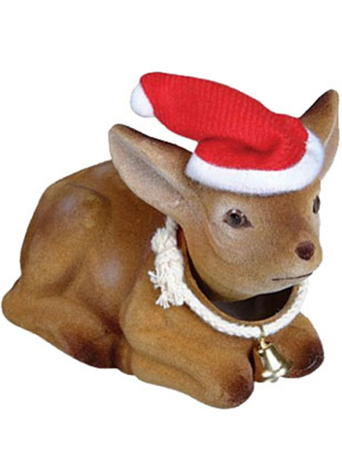 Christmas Reindeer Ornament Bobble-Head Doll With Bell