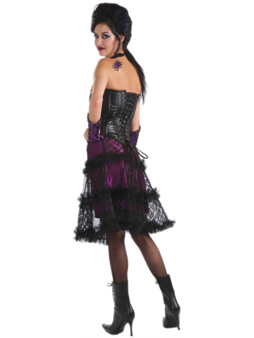 Adult's Sexy Wicked Gothic Long Black And Purple Crinoline Petticoat Underskirt