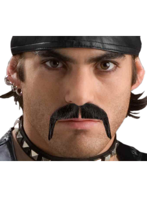 New Deluxe Human Hair Black Biker Costume Mustache