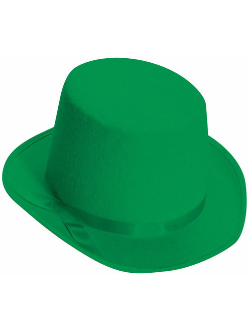 New Deluxe Green Magician Formal Costume Felt Top Hat