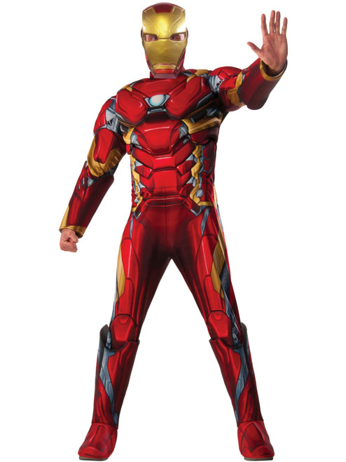 Mens Deluxe Avengers Iron Man Civil War Padded Jumpsuit Costume