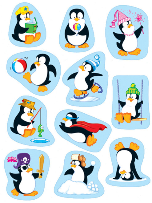 4 Sheets Of Penguin Stickers Christmas Holiday Decorations 4.75" x 7.5"