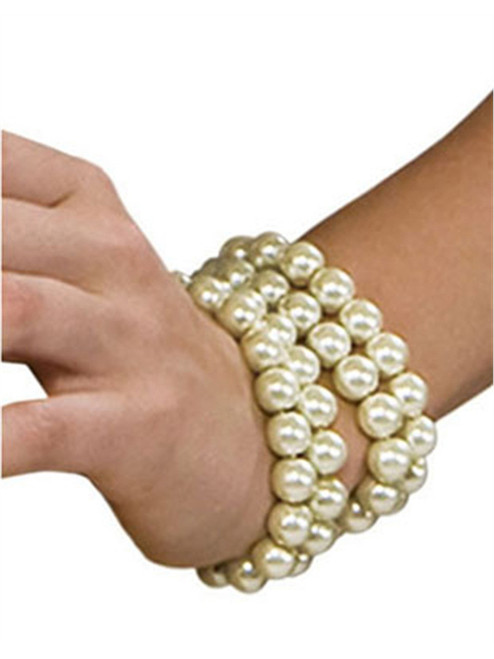 Roaring 20s Flapper Girl Costume 4-Strands Long Pearl Bracelet