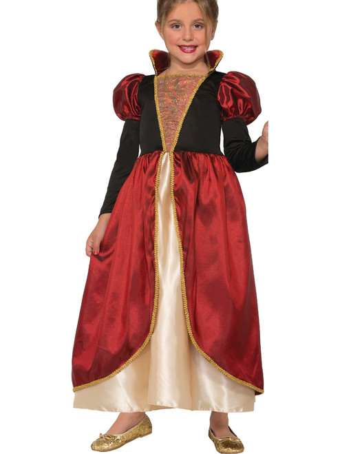 Child's Girls Red Queen Medieval Countess Ruler Dress Costume