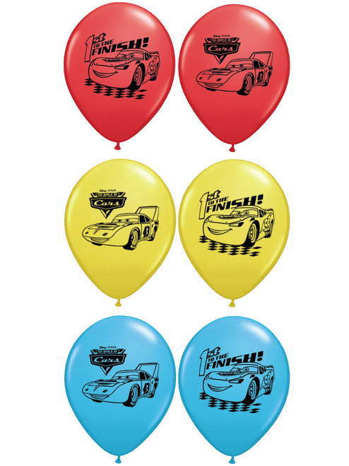 Set of 6 Disney Cars 12" Assorted Color Balloons