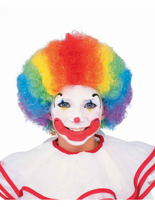 Child Multi-Color Rainbow Striped Clown Costume Accessory Afro Wig