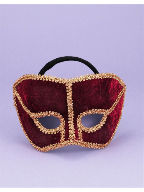 Deluxe Costume Unisex Red Maroon And Gold Lace Venetian Carnival Mask