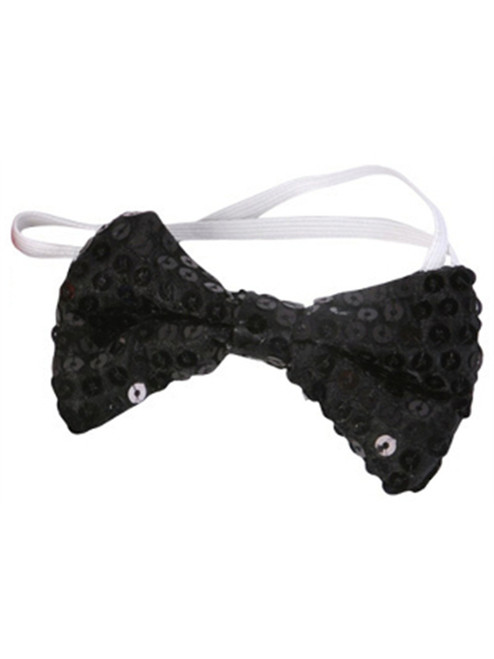 Black Sequin Bowtie Bow Tie for Clown or Christmas Costume