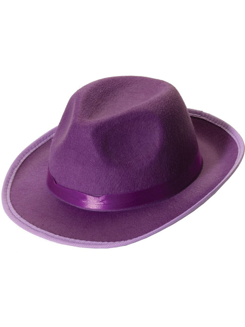 New Purple Felt Pimp Gangsta Costume Party Fedora Hat