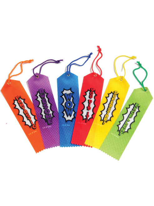 Set Of 6 Assorted Comic Book Action Word Ribbon Bookmarks