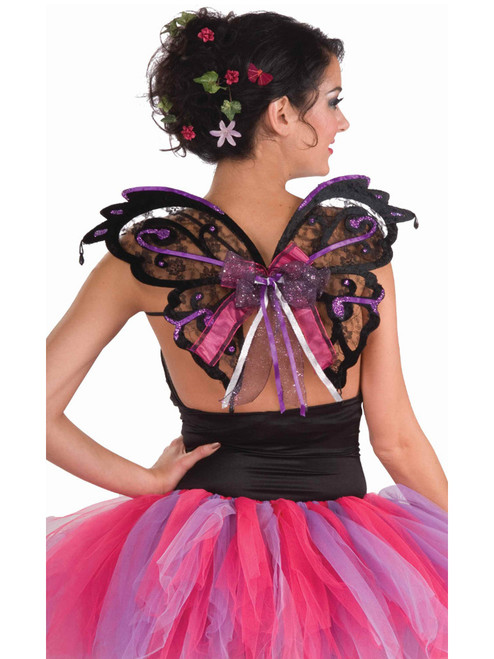 Sexy Adult Black and Purple Pixie Costume Lace Fairy Wings