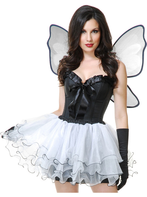 Womens Sexy White Fairy Angel Pixie Princess Tutu and Wings Costume Set