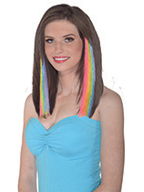 Set of 2 Rainbow Clown Glamour Costume Hair Extensions