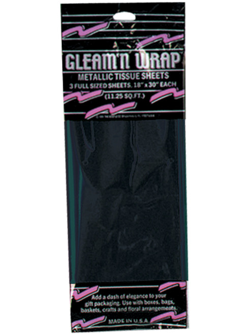 Packaged Metallic Black Tissue Paper Sheets 18"x30" Party Decoration