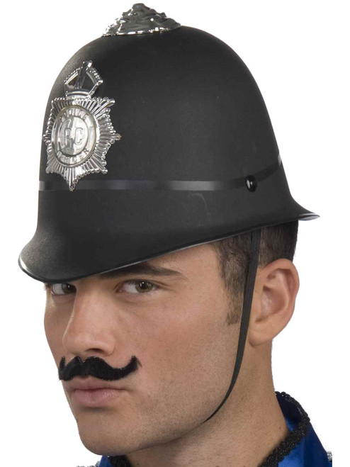 Adult Black Plastic English Bobby Police Small/Medium Helmet Hat