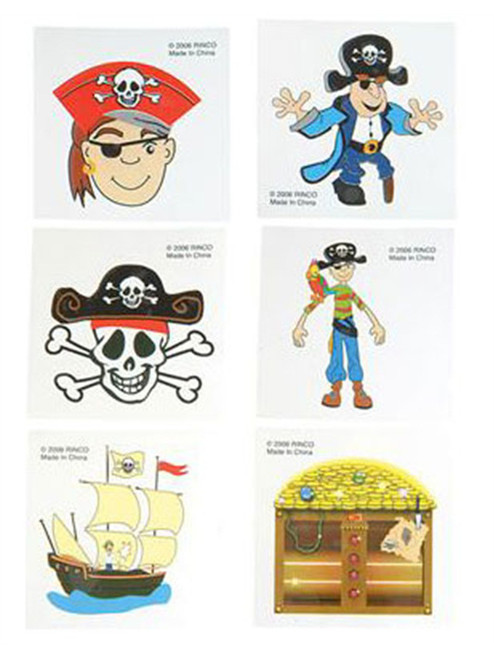 12 Pirate Halloween Trick or Treat Temporary Tattoos