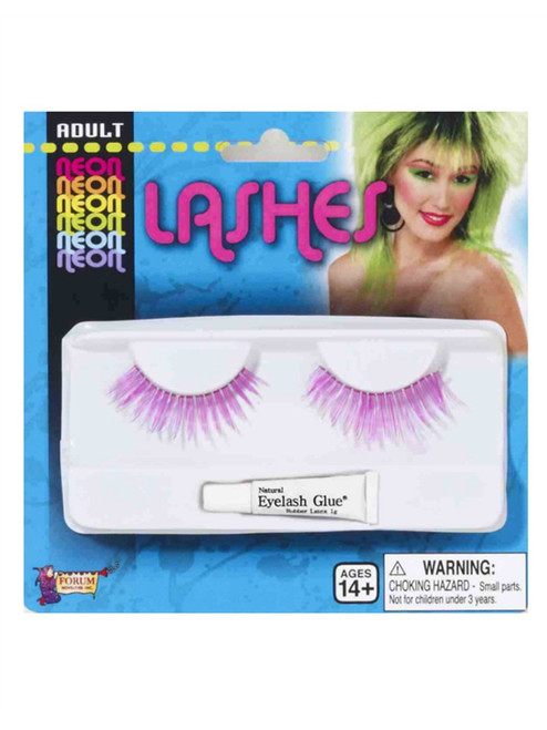 Women's Sexy 80s Neon Purple Rave Punk Rock Start Costume Eyelashes