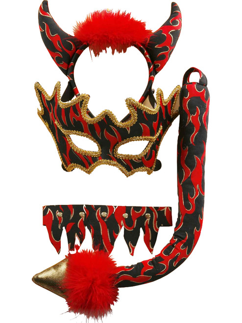 Women's Deluxe Sexy Devil Costume Accessory Set with Horns