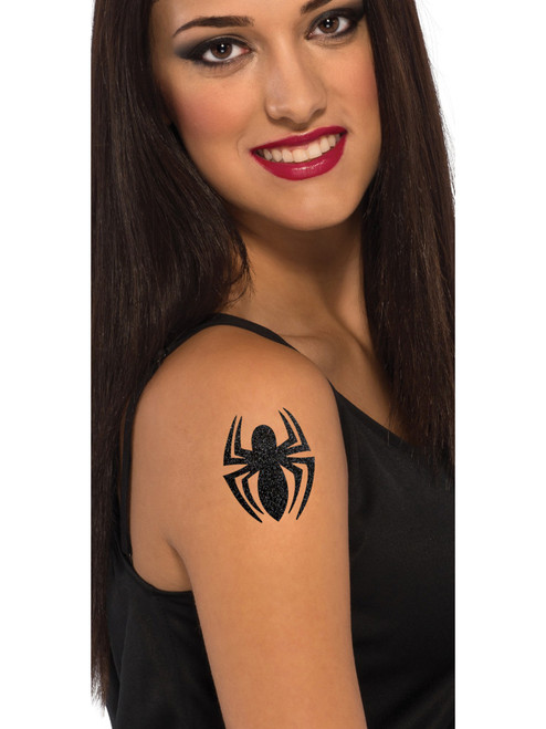 Girls Spider Girl Stick On Glitter Spider Tattoo Costume Accessory