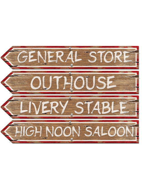 Old Western Street Signs Wall Cut Outs Poster Figurine Prop Set Decoration
