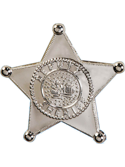 Jumbo Cowboy Police Costume Accessory Silver Deputy Sheriff Badge