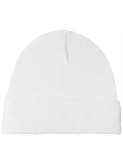 New White Acrylic Knit Winter Beanie Toque Hat