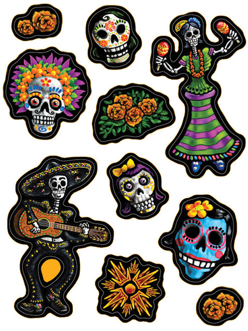 Set Of Day Of The Dead Dia De Los Muertos Themed Sticker Decorations