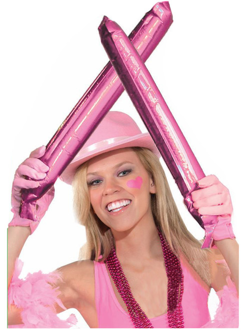 2 Cheerleader Team School Spirit Rally Pink Inflatable Colored Spirit Sticks