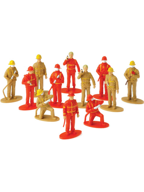 Firemen Fire Fighter People Miniatures Set Diorama Recreation 12 Pack Toys