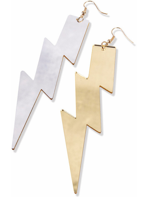 Womens Be Your Own Superhero Lightning Bolt Dangle Earrings Costume Accessory