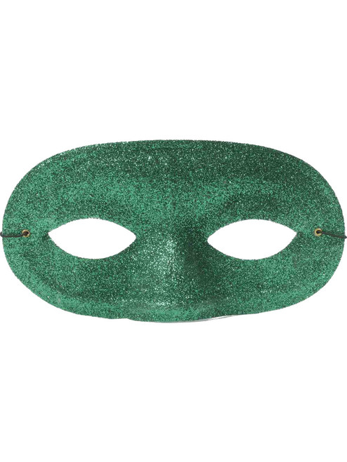 Adult or Child's Costume Accessory Green Glitter Domino Eye Mask