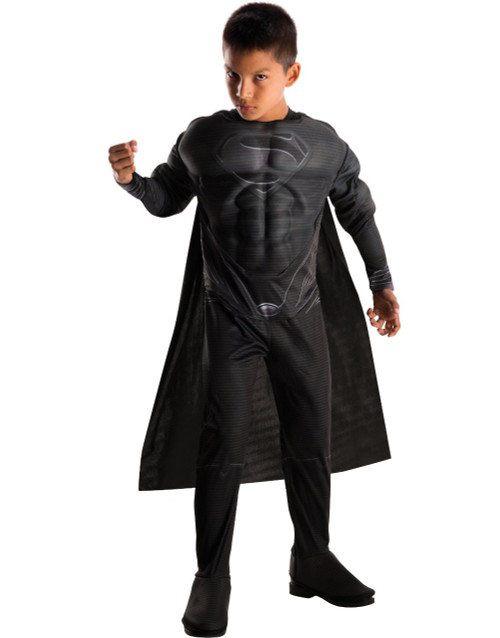Child's Deluxe DC Comics Black Superman Man Of Steel Suit Costume