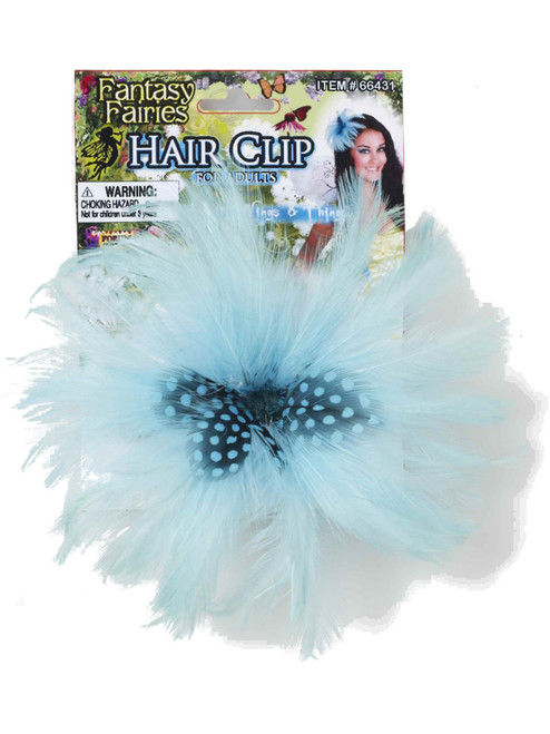 New Adult Child Pixie Fairy Blue Feather Costume Accessory Hair Clips