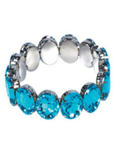 Vintage Hollywood Starlet Flapper Costume Blue Rhinestone Stretch Bracelet