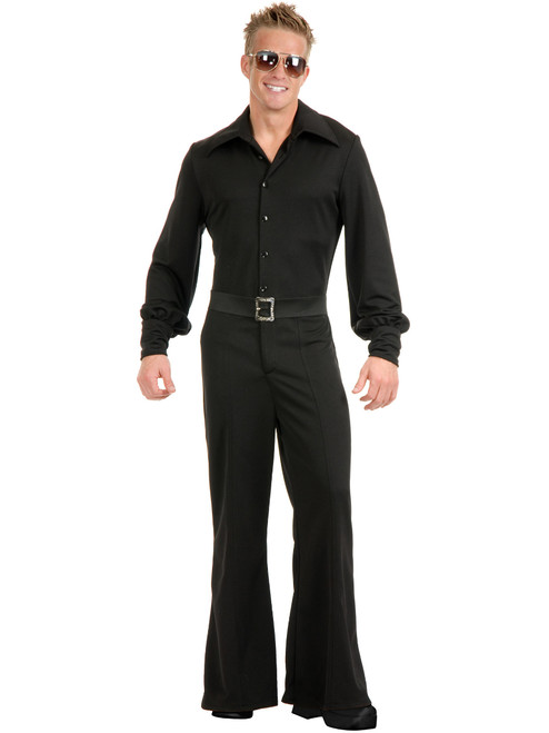 Adult Men's Black Studio Disco Jumpsuit Costume