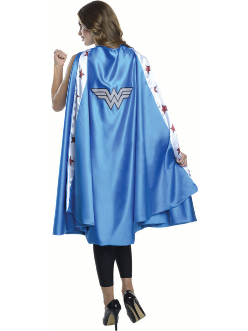 Womens Deluxe Blue Wonder Woman Crime Fighter Cape Costume Accessory