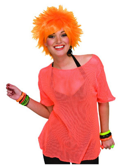 New Retro 80s Mens Womens Costume Mesh Rocker T-Shirt