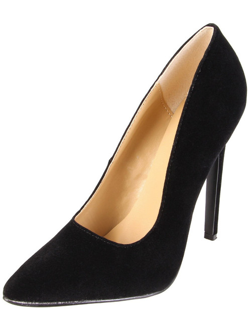 Women's Highest Heel Shoes 5 1/4" Heel Pump - Black Kid Velvet