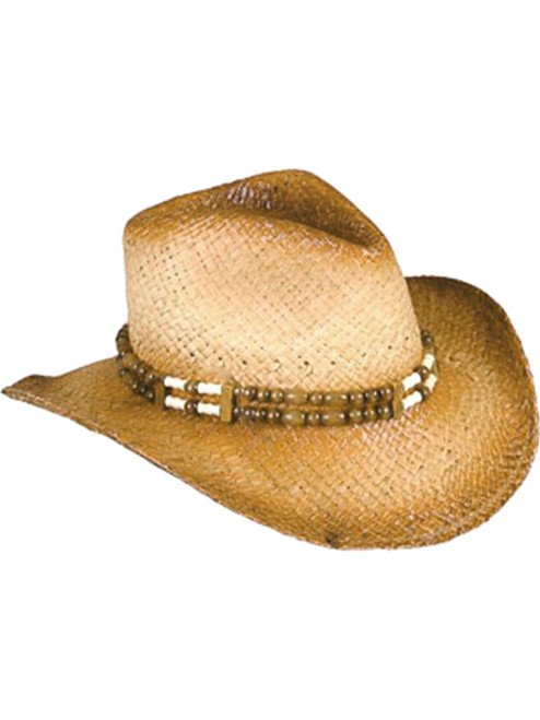 New 2-Tone Woven Cowboy Cowgirl Hat with Beaded Band