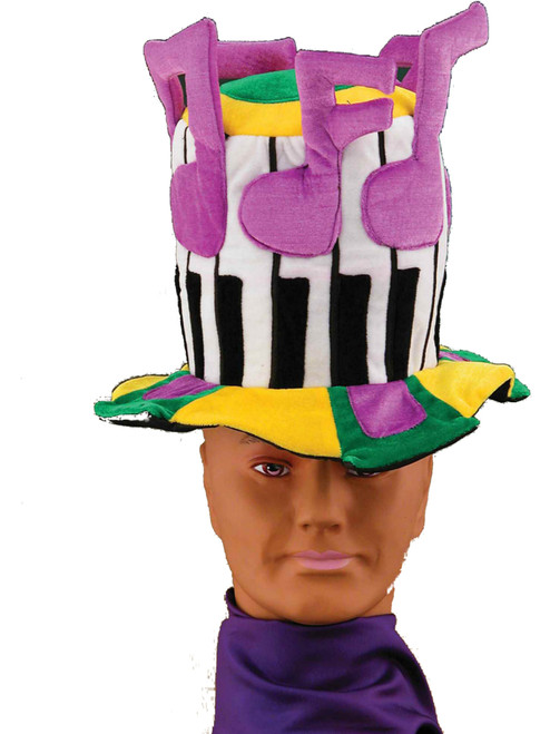 Mardi Gras Piano Man With Music Notes Top Hat  Costume Accessory