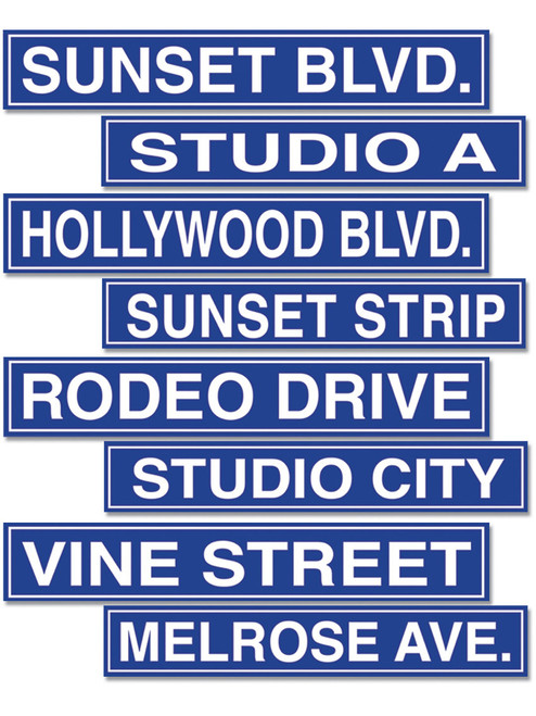 Hollywood Street Signs Wall Cut Outs Poster Figurine Prop Set Decoration