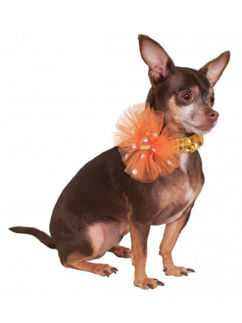 Halloween Candy Corn Sequin Necklace Collar For Pet Dog Costume Accessory