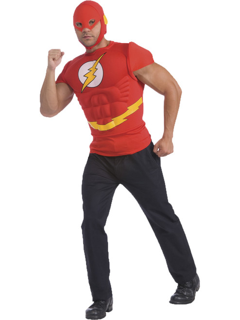 Adult's The Flash Muscle Chest Costume T-shirt Cape & Mask