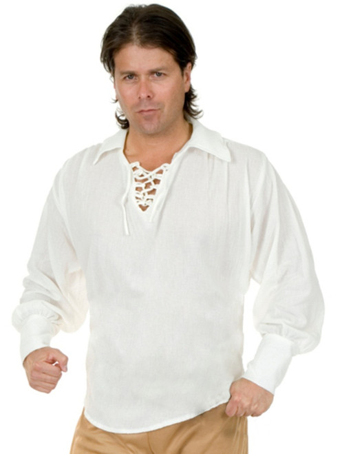 Adult Unisex Pirate Or Colonial White Lace Up Costume Shirt