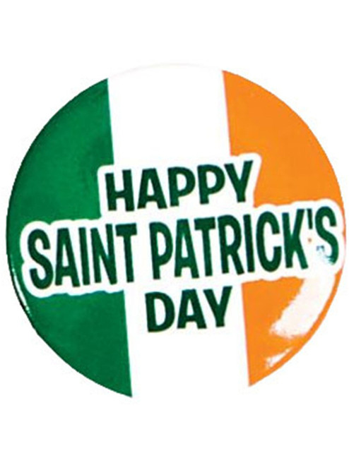 Happy Saint Patrick's Day Irish Flag St Patty's Button