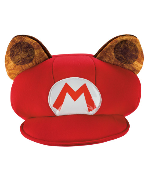 Adult's Nintendo Mario Red Hat With Brown Raccoon Ears Costume Accessory